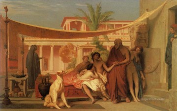 ジャン・レオン・ジェローム Painting - アスパシア家でアルキビアデスを求めるソクラテス ギリシャ系アラビア人 ジャン・レオン・ジェローム